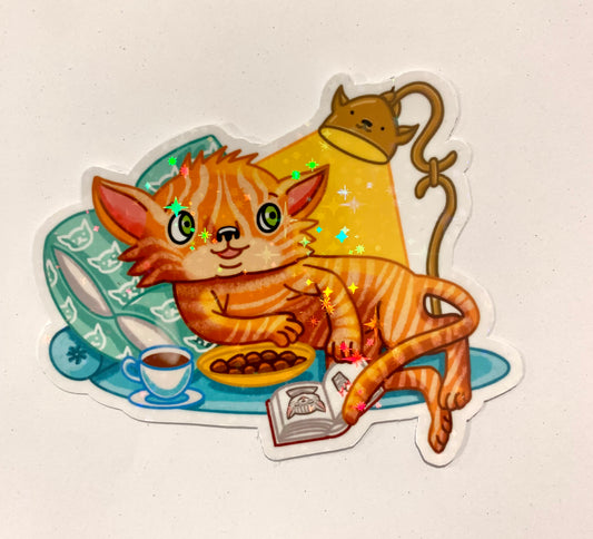 Die-Cut-Sticker "Reading Cat"