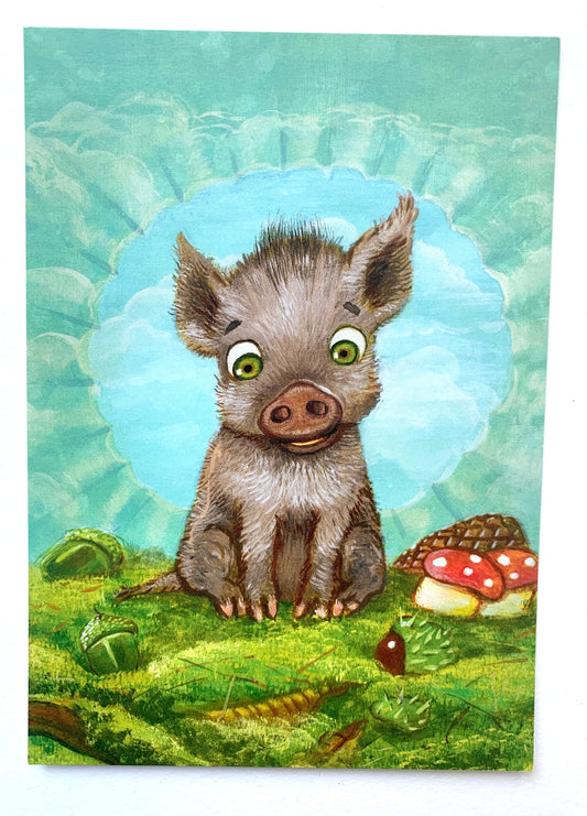 Postkarte „Kleines Wildschwein“